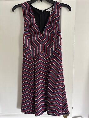 BCBGeneration Multicolor Beaded Chevron Mini Dress - Black, Pink, Blue
